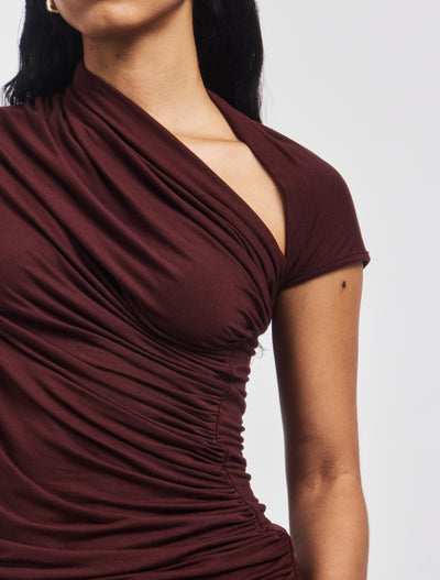 Scarab Micromodal Cut Out Top in Bordeaux