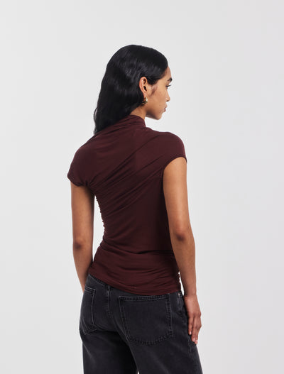 Scarab Micromodal Cut Out Top in Bordeaux