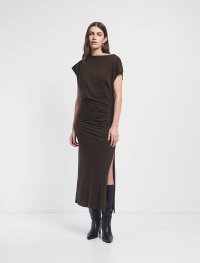 Gabriel Dress in Turkish Coffee, front view