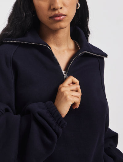 Classic Half Zip Sweatshirt in Darkest Navy