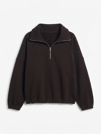 Classic Half Zip Sweatshirt in Bitter Chocolate
