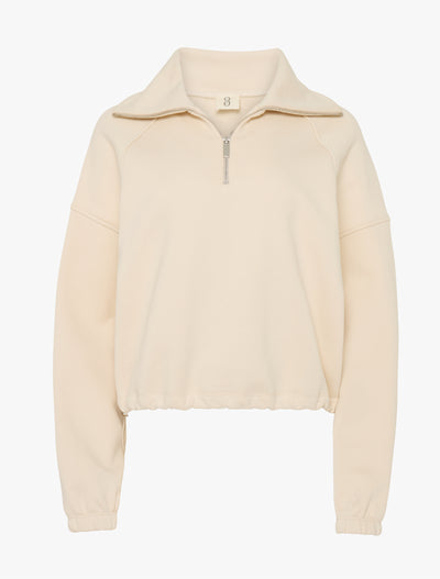 Classic Half Zip Sweatshirt in Cream