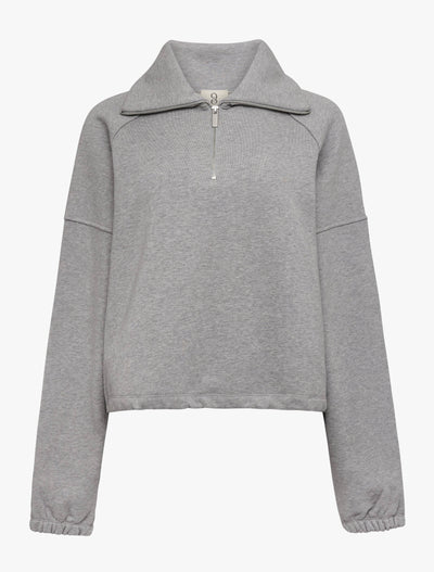 Classic Half Zip Sweatshirt in Grey Marl