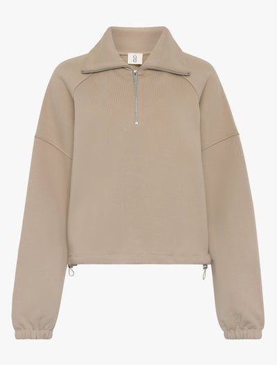 Classic Half Zip Sweatshirt in Taupe
