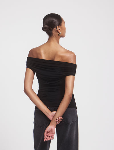 Noho Micromodal Ruched Top in Black