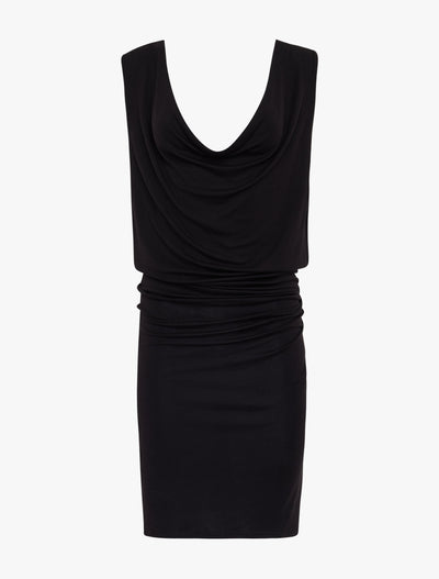 Chelsea Dress in Black, front view flat lay