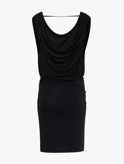Chelsea Dress in Black, back view flat lay