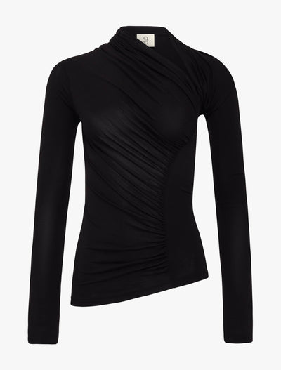 JEANE TOP in Black, front view on hanger