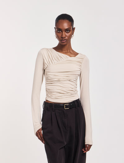 Mona Long Sleeve Top in Enoki Mushroom