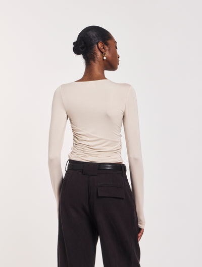 Mona Long Sleeve Top in Enoki Mushroom