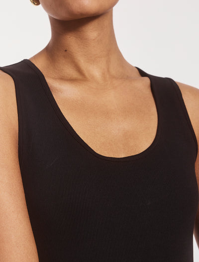 Rib Tank Dress in Black