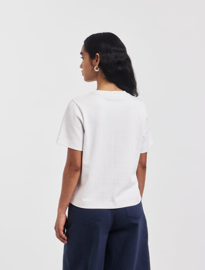 Compact Cotton Boxy T-shirt in White
