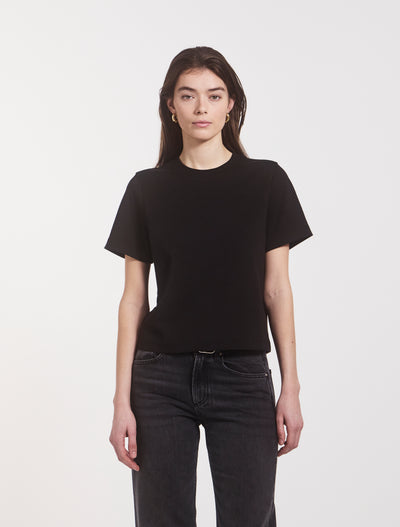 Compact Cotton Boxy T-shirt in Black