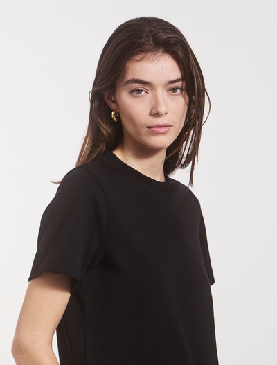 Compact Cotton Boxy T-shirt in Black