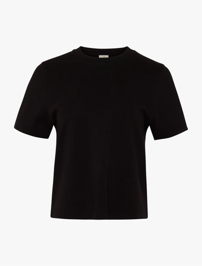Compact Cotton Boxy T-shirt in Black