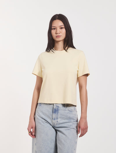 Compact Cotton Boxy T-shirt in Butter Milk