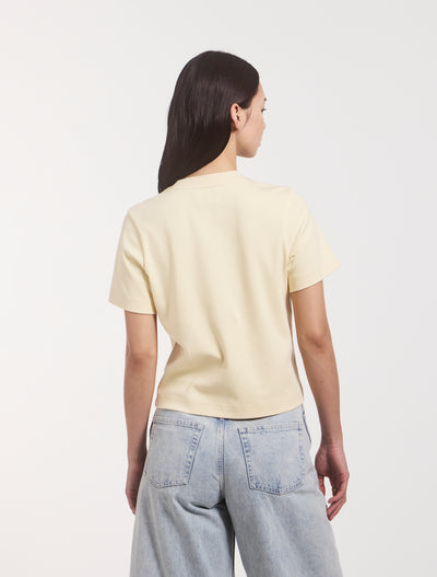 Compact Cotton Boxy T-shirt in Butter Milk