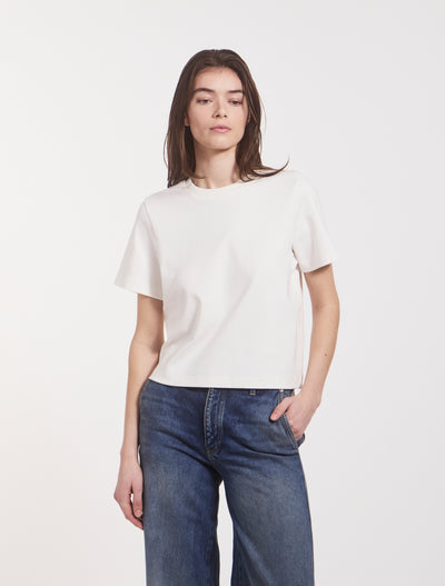 Compact Cotton Boxy T-shirt in Off White