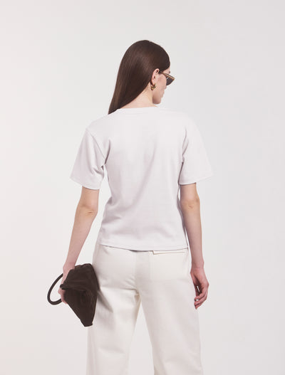 Signature V Neck T-shirt in White