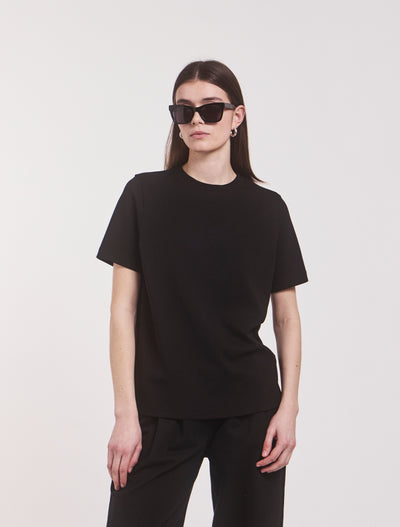 Compact Cotton Oversized T-Shirt in Black