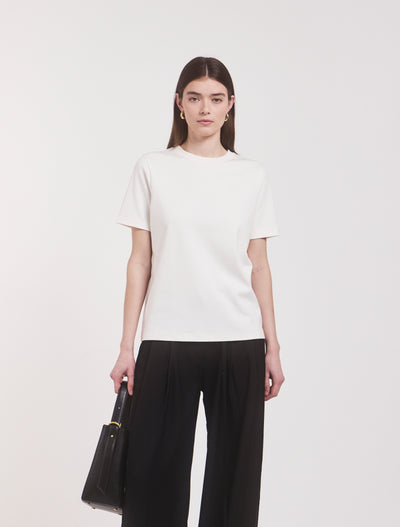 Compact Cotton Oversized T-Shirt in Off White