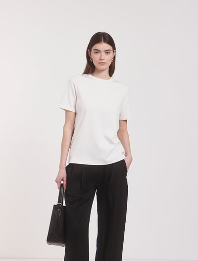 Compact Cotton Oversized T-Shirt in Off White