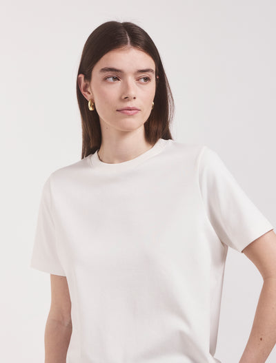 Compact Cotton Oversized T-Shirt in Off White