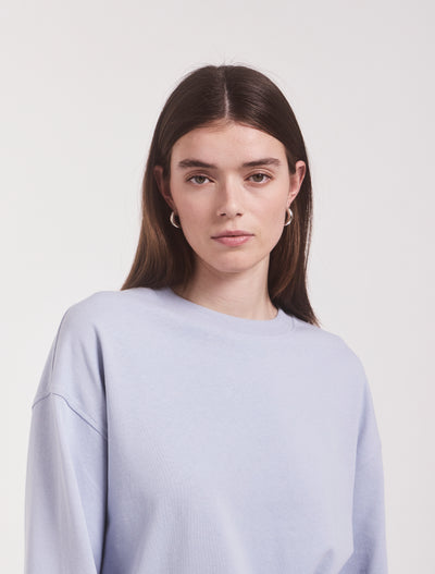 Compact Cotton Boyfriend Long Sleeve T-Shirt in Sky