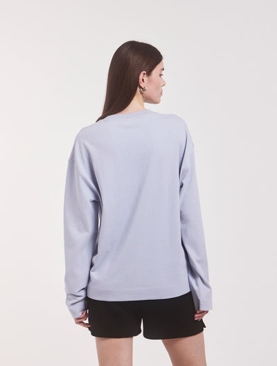 Compact Cotton Boyfriend Long Sleeve T-Shirt in Sky