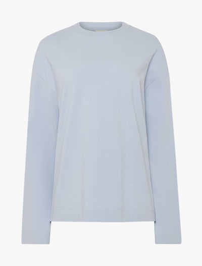Compact Cotton Boyfriend Long Sleeve T-Shirt in Sky