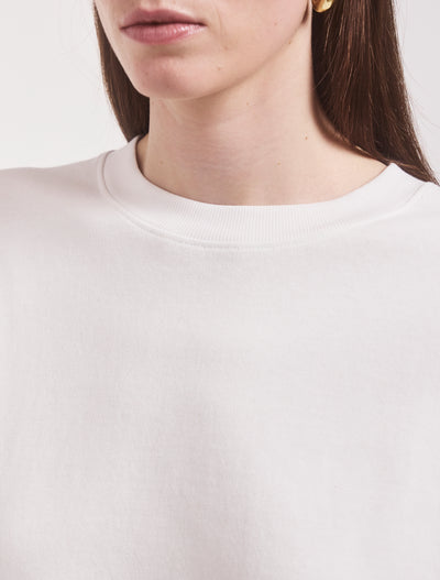 Compact Cotton Boyfriend Long Sleeve T-Shirt in White