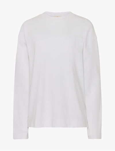 Compact Cotton Boyfriend Long Sleeve T-Shirt in White