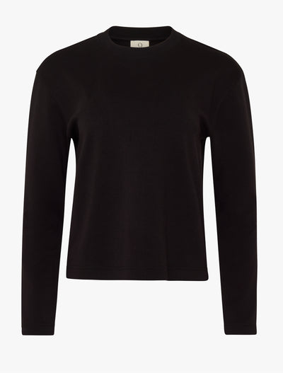 Compact Cotton Long Sleeve T-Shirt in Black