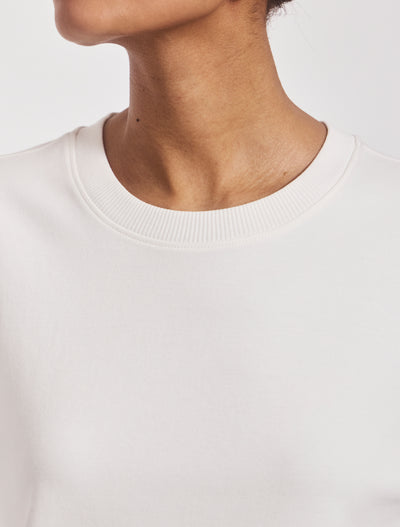 Compact Cotton Long Sleeve T-Shirt in Off White