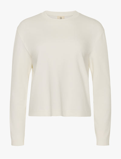 Compact Cotton Long Sleeve T-Shirt in Off White
