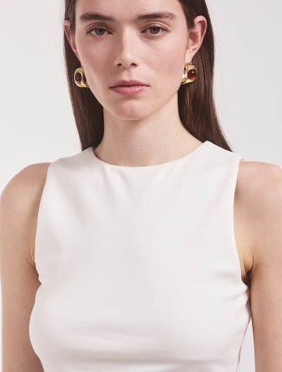 Maya Cropped Tank in Chalk White