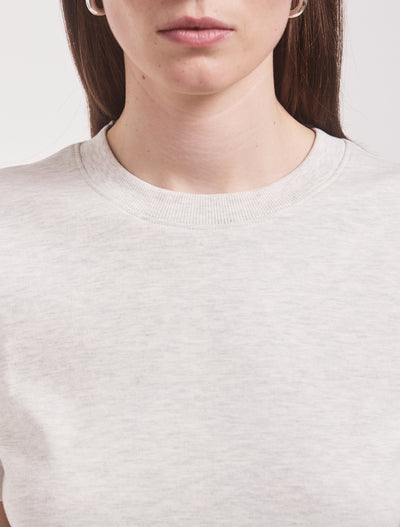 Compact Cotton Boxy T-Shirt in Light Grey Marl