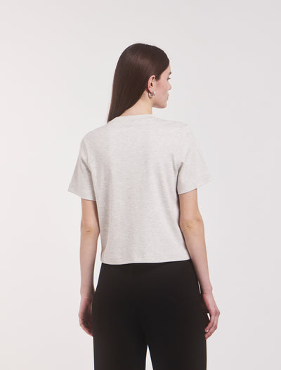 Compact Cotton Boxy T-Shirt in Light Grey Marl