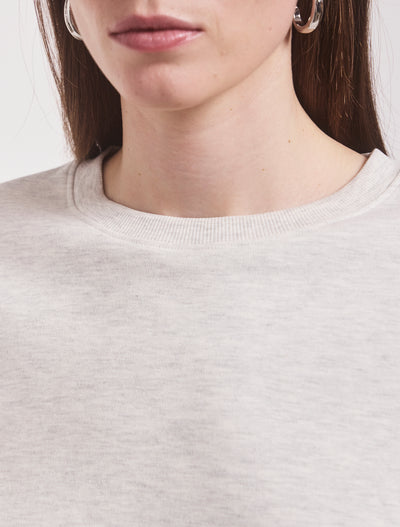 Compact Cotton Oversized T-Shirt in Light Grey Marl
