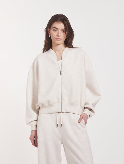 Classic Lounge Zip Jacket in Oatmeal Marl