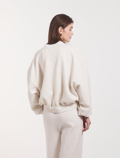 Classic Lounge Zip Jacket in Oatmeal Marl