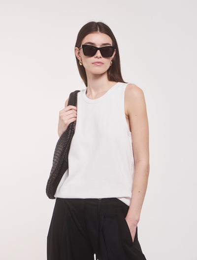 Classic Cotton Boyfriend Tank in White