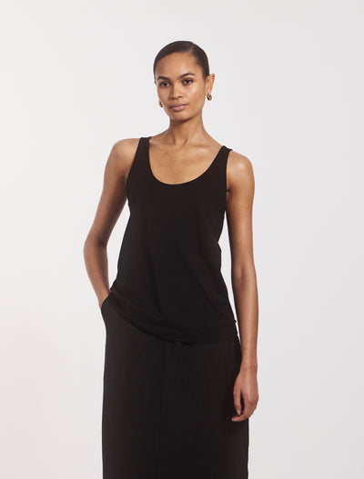 Lightweight Cotton loose Tank in Black