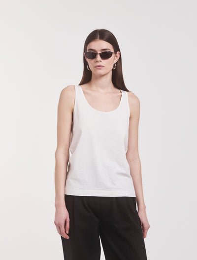 Lightweight Cotton loose Tank in White