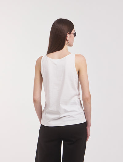 Lightweight Cotton loose Tank in White