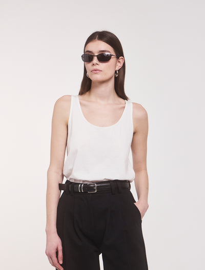 Lightweight Cotton loose Tank in White