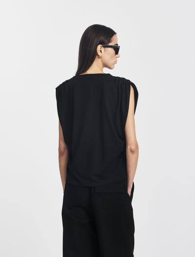 Kaia Pleated Tank Top in Black