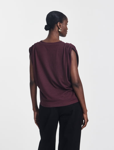 Kaia Pleated Tank Top in Merlot
