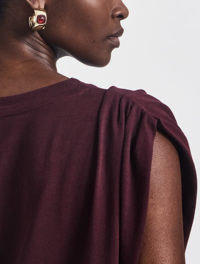 Kaia Pleated Tank Top in Merlot