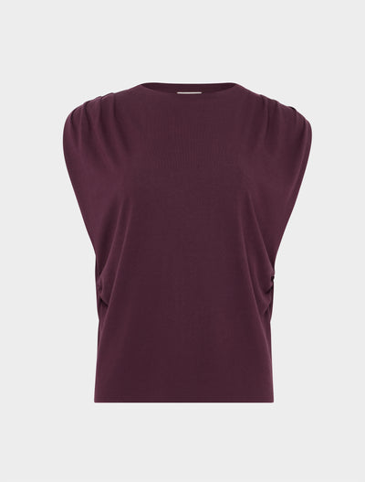Kaia Pleated Tank Top in Merlot